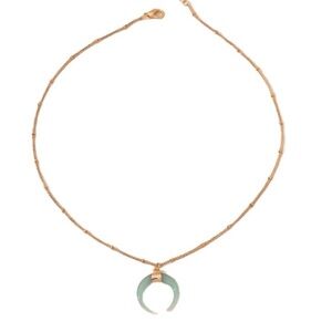 Boho Sea Green Blue Moon Gold Half Moon Pendant Statement Necklace